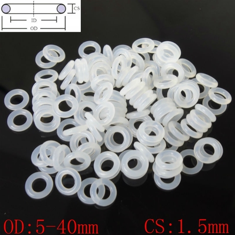 White Food Grade Silicon Rubber O-Ring Seals Washer Cross Section 1.5mm OD 5-40mm ► Photo 1/5