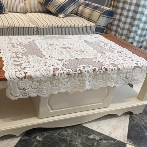 80*80CM Europe Lace Fabric Tablecloths For Home Decoration White Floral Hollow Square Dining Table Cloth TV Cabinet Cover Cloth ► Photo 1/4