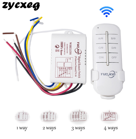 1/2/3/4 Way 220V Wireless Remote Control Switch Light Lamp Receiver  Transmitter