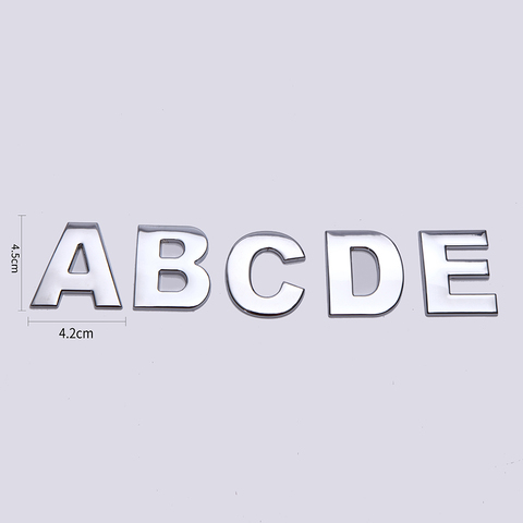 45mm DIY Letters Alphabet Emblem Chrome Car Stickers Digital Badge Automobiles Logo 3D Metal Car Accessories Motorcycle Sticker ► Photo 1/6