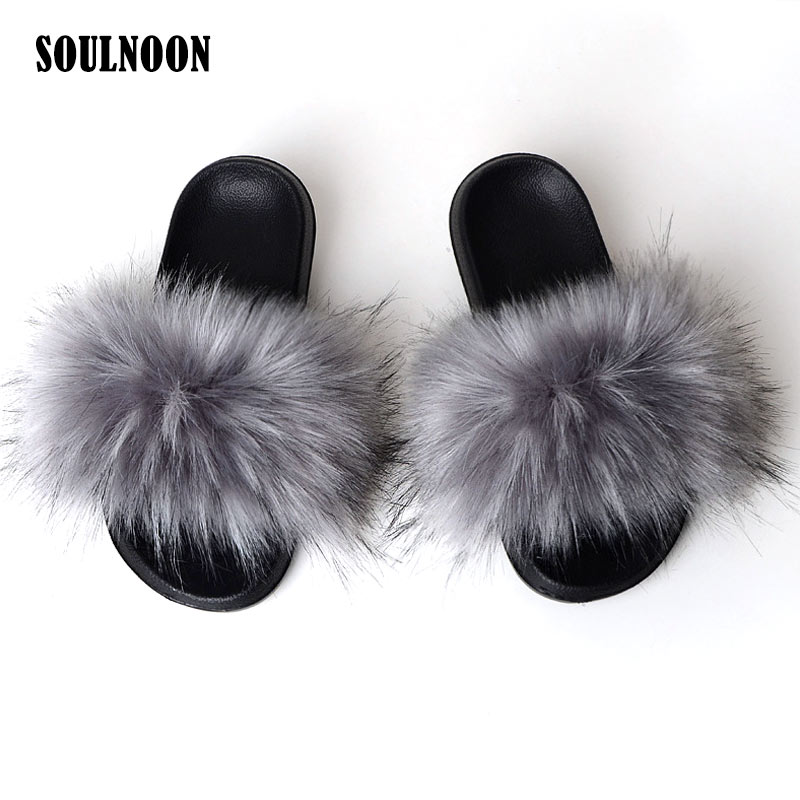 Buy Women's Fuzzy Fluffy Furry Fur Slippers Flip Flop Winter Warm