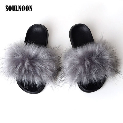 Women Fur Slippers Warm Fluffy Slides Faux Fur Flip Flops Flat Home Slippers  Furry Slides Woman Fuzzy Plush Casual Shoes Sandals - Price history u0026  Review | AliExpress Seller - SOULNOON Official