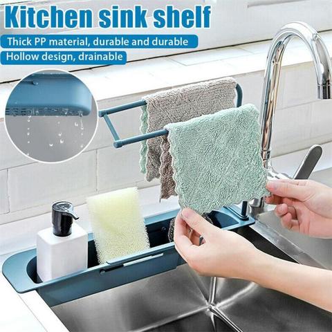 Telescopic Sink Shelf Kitchen Soap Sponge Sink Drain Rack  Sinks Holder Organizer Storage Basket Kitchen Gadgets Accessories ► Photo 1/6