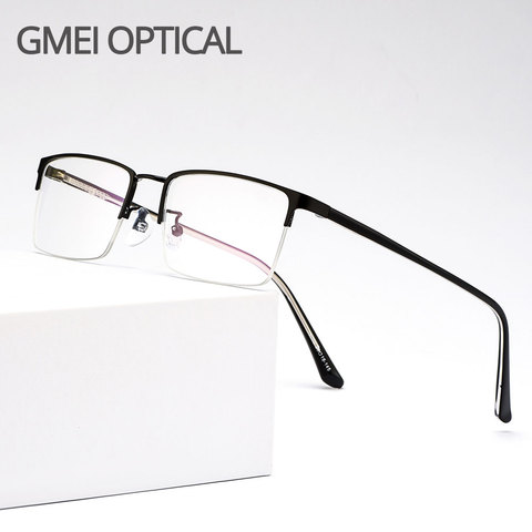 Business Semi Rim Metal Alloy Men Glasses Frame Eyeglasses Brand Designer Optical Eyewear For Man Prescription Spectacles M18046 ► Photo 1/6