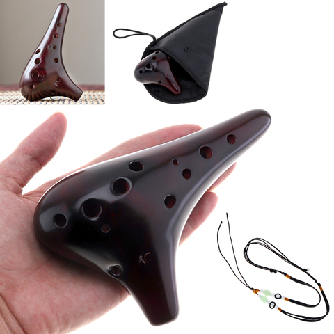 Professional 12 Hole Alto Tone C Ocarina Flute Ceramic Musical Instruments Smoked Burn ► Photo 1/6