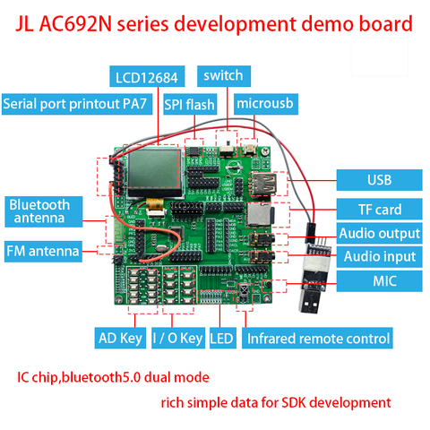 JL Bluetooth development board chip AC692N series 6925A/6926A/6925B dual mode 5.0 Audio BLE ► Photo 1/3