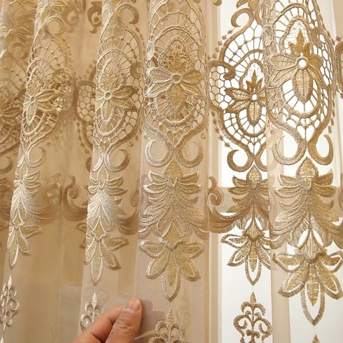 European Royal Luxury Beige Tulle Curtains for Bedroom Window Curtains for Living Room Elegant Drapes European Home Decor 362#4 ► Photo 1/6
