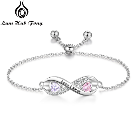 Personalized Infinity Bracelet Custom Name Bracelet DIY Birthstone Cubic Zirconia Jewelry Wedding Gift for Women  (Lam Hub Fong) ► Photo 1/5