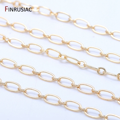 Jewellery Making Supplies Fashion Round Loops Link Chain For  Jewelry Making Plated 14K Gold Brass Chains DIY Necklace Bracelets ► Photo 1/6