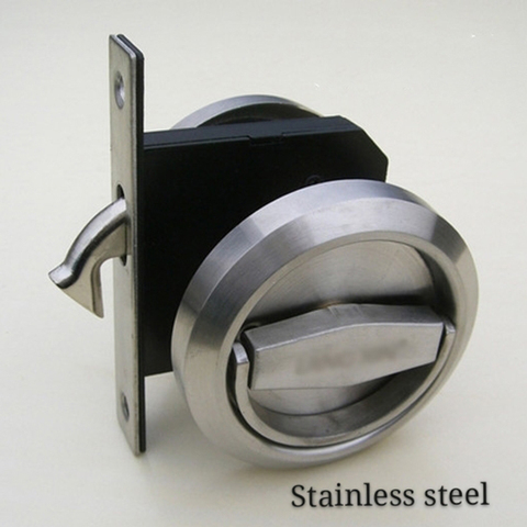 304 stainless steel sliding door lock kitchen toilet bathroom folding door lock hook lock invisible double-sided ► Photo 1/5