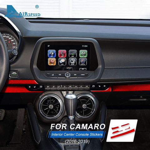 AIRSPEED 5pcs Carbon Fiber for Chevrolet Camaro 2016 2017 2022 Accessories Interior Car Center Console Trim Covers Stickers ► Photo 1/6