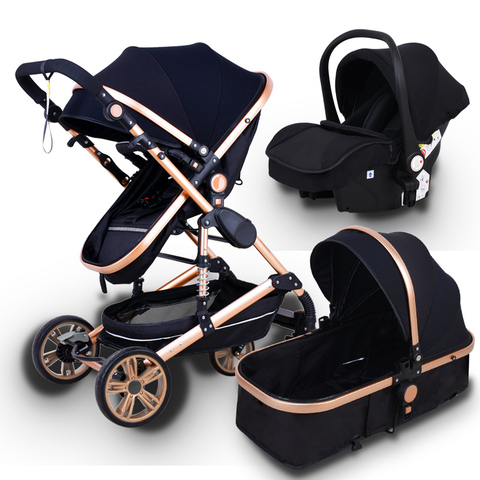 Luxurious Baby Stroller 3 in 1 Portable Travel Baby Carriage Folding Prams  High Landscape Aluminum Frame Car for Newborn Baby