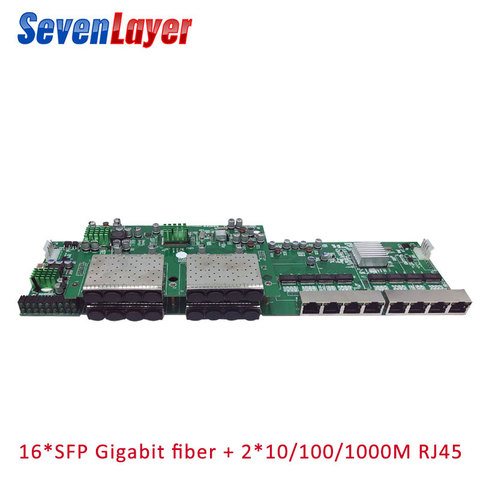 Fiber Optical media converter 16 port SFP  fiber with 8 rj45 gigabit optical fiber ethernet switch for ip camera PCBA board ► Photo 1/1