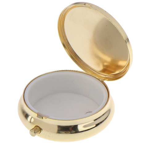 1pcs Gold Metal Round Pill boxes Medicine Organizer Container Medicine Case Pill Candy Box ► Photo 1/6