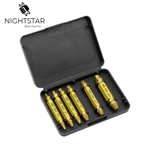 Krachtige HSS4341 6Pcs Gold Screw Extractor Set Drill Bits Easy Out Guide Broken Damag Screws Bolt Remover ► Photo 1/6