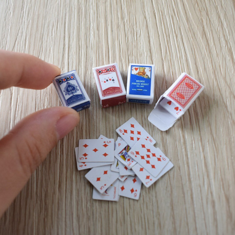 1 Set 2 Boxes Mini 1/12 Scale Dollhouse Miniature Poker Card Pretend Play House Toy Accessories ► Photo 1/2