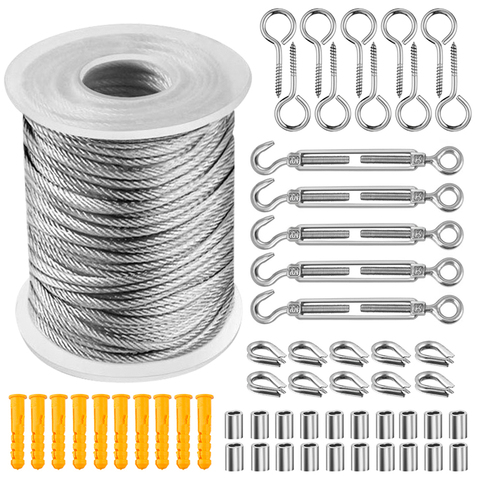 57PCS/Set 30 Meter Steel PVC Coated Flexible Wire Rope Soft Cable Transparent Stainless Steel Clothesline Diameter 2mm Kit ► Photo 1/6