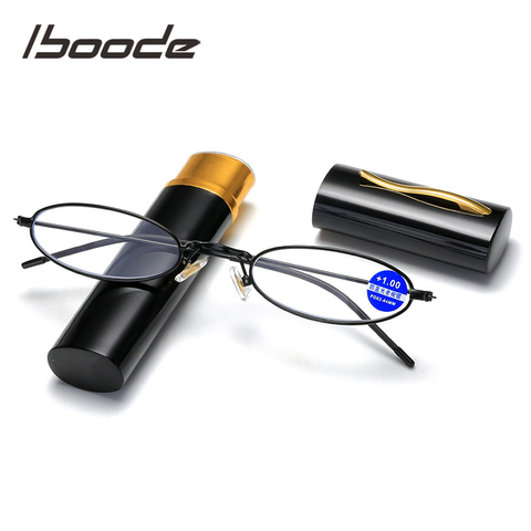 iboode Aluminum Alloy Oval Reading Glasses Mini Retro Round Presbyopia Eyewear Women Men With +1.0 +1.5 +2.0 +2.5 +3.0 +3.5 +4.0 ► Photo 1/6