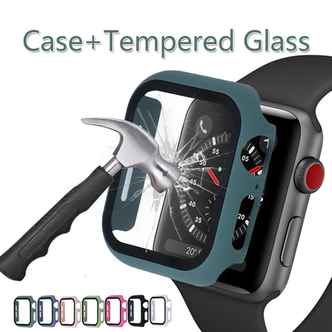 PC matte hard Case 360 full Screen protector Bumper Frame for Apple watch 6 SE 5 4 3 2 1 cover Tempered glass film for iwatch 5 ► Photo 1/6