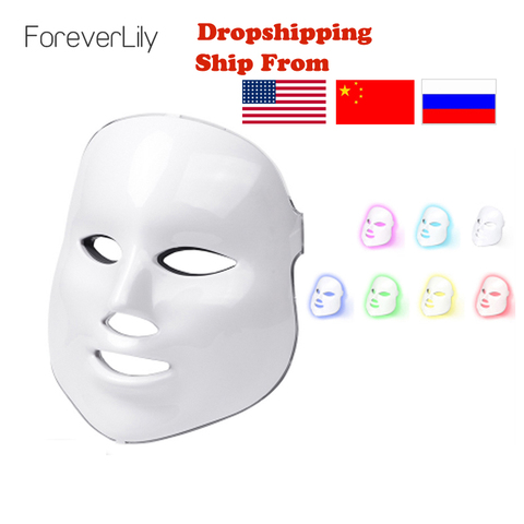 Foreverlily Beauty Photon LED Facial Mask Therapy 7 Colors Light Skin Care Rejuvenation Wrinkle Acne Removal Spa Instrument ► Photo 1/6