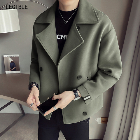 Legible Winter Wool Jacket Men High-quality Solid Wool Coat Men Casual Loose Short Wool Coat for Men Trench Coat ► Photo 1/6