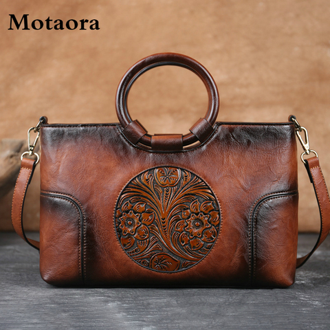 2022 New High Quality Leather Women HandBag Retro Handmade Embossed Shoulder Bag For Women Large Capacity Female Messenger Bags ► Photo 1/6