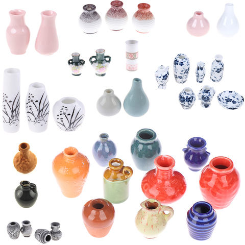 1/2/3/5/7/9pcs/set Dollhouse Mini Ceramic Porcelain Vase Accessories Doll House Miniatures 1:12 Accessories Decorative Miniature ► Photo 1/6
