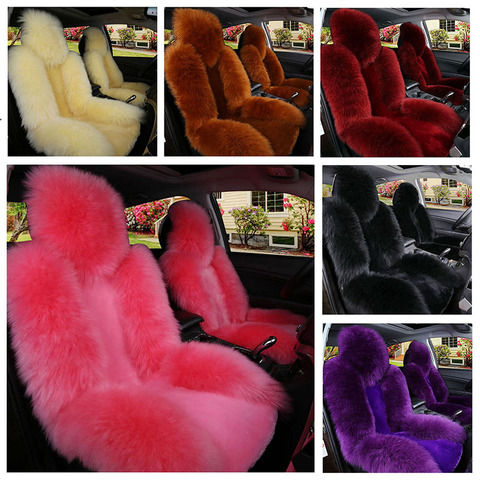 Car Seat Cover Sheepskin Genuine Long Wool Front Seat Cover Universal Car Cover Cushion Accessories for 99% Car Models Sedan SUV ► Photo 1/6