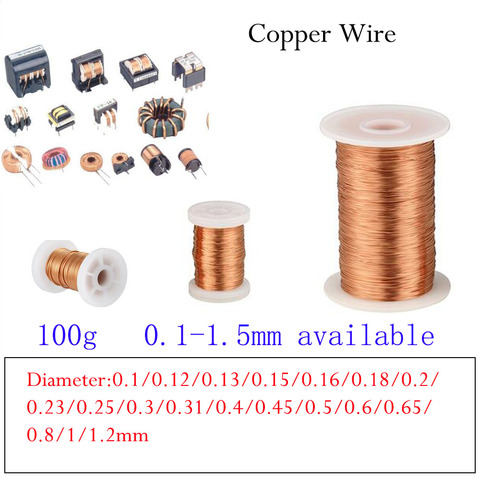 0.13mm 0.25mm 0.5mm  1mm 1.2mm copper wire Magnet Wire Enameled Copper Winding wire Coil Copper Wire Winding wire Weight 100g ► Photo 1/6