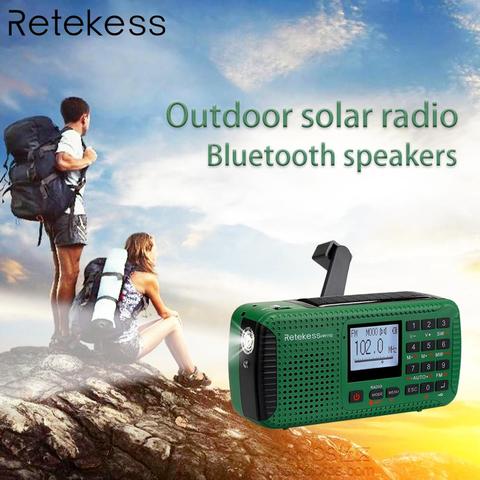 RETEKESS HR11S Portable Radio Bluetooth speaker Solar Emergency Radio Receiver FM MW SW With MP3 Player Digital Recorder ► Photo 1/6