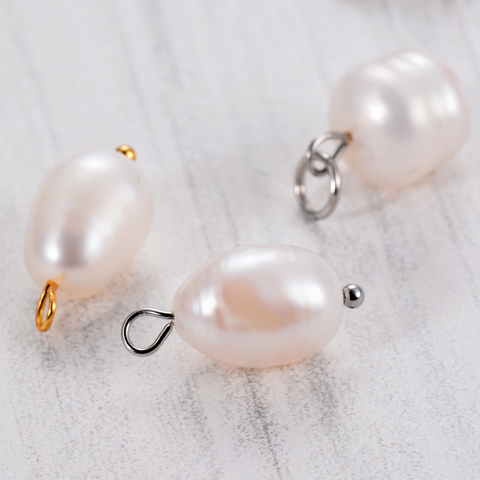 10pcs/lot Stainless Steel  Natural Pearl Charms Pendant For Bracelet Bead Necklace DIY Jewelry Making Wholesale ► Photo 1/2