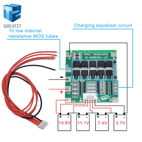 GREATZT New Arrival 4S 30A 14.8V Li-ion Lithium 18650 Battery BMS Packs PCB Protection Board Balance Integrated Circuits ► Photo 1/6