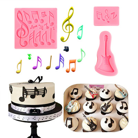 Music Silicone Molds Musical Notes Cupcake Topper Fondant Cake Decorating Tools Polymer Clay Candy Chocolate Gumpaste Moulds ► Photo 1/6