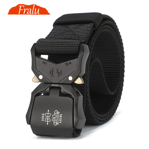 FRALU Tactical belt Military high quality Nylon men's training belt metal multifunctional buckle outdoor sports hook new ► Photo 1/6