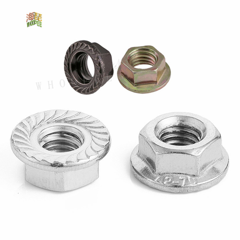 Free Shipping  10/25/50pcs Stainless Steel Hexagon Flange Nut M3 M4 M5 M6 M8 M10 M12 Zinc Plated Carbon Steel Flange Nut DIN6923 ► Photo 1/4