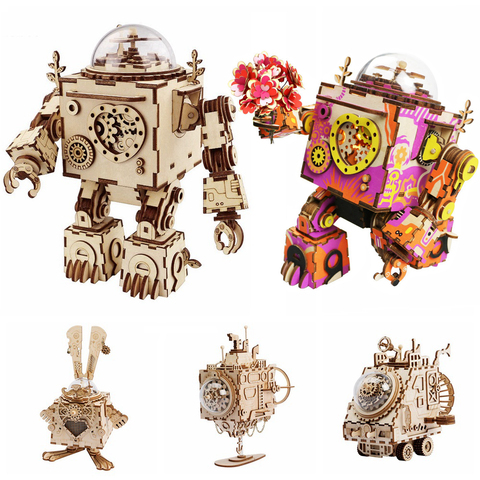 Robotime 5 Kinds Fan Rotatable Wooden DIY Steampunk Model Building Kits Assembly Toy Gift for Children Adult AM601 ► Photo 1/5