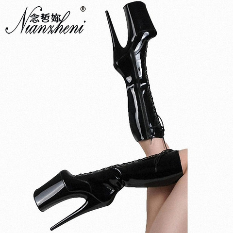8 inch high heel boots for women 20cm high-heels lacing model shoes toe medium-leg all-match boots platform sexy props shoes new ► Photo 1/6