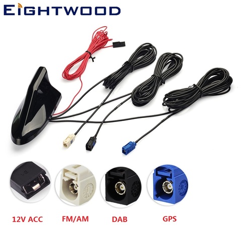 Eightwood Car Roof Shark Fin Amplified Antenna,GPS Navigation,DAB Digital Radio Tuner,Receiver Car Stereo FM/AM Radio Combined ► Photo 1/5