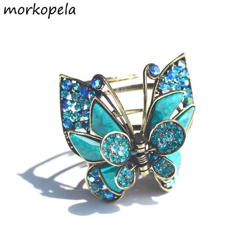 Morkopela Vintge Butterfly Hair Clip Rhinestone Hair Claw Crab Women Banquet Metal Hair Accessories Jewelry ► Photo 1/6