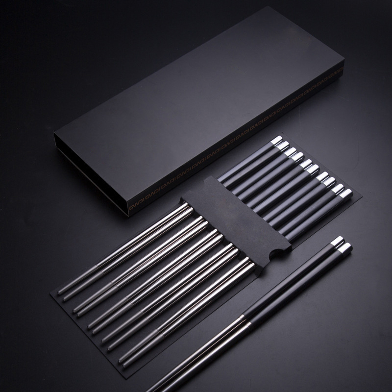 1 Pair Non-Slip Chopsticks Metal Alloy Chopsticks for Household Restaurant Black 