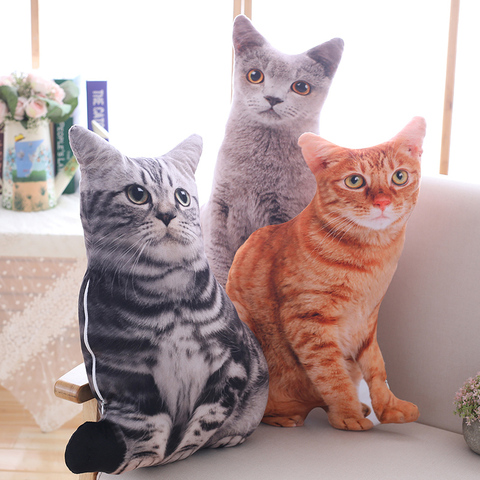 1PCS 50CM 3D Simulation Cat Plush Toy Stuffed Pillow Cute Cat Sofa Bedroom Cushion Kids Toys Home Decoration ► Photo 1/6