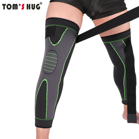 Green Lengthen Stripe Sports Knee Protector Pads Non Slip Bandage Leg Support Leggings 1 Pcs Long KneePads Knee Warm Sleeve ► Photo 1/6