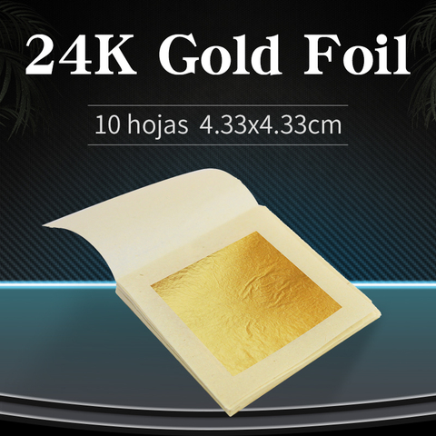 24K Pure Gold Leaf Sheets Real Foil 100pcs 4.33x4.33cm for Ice