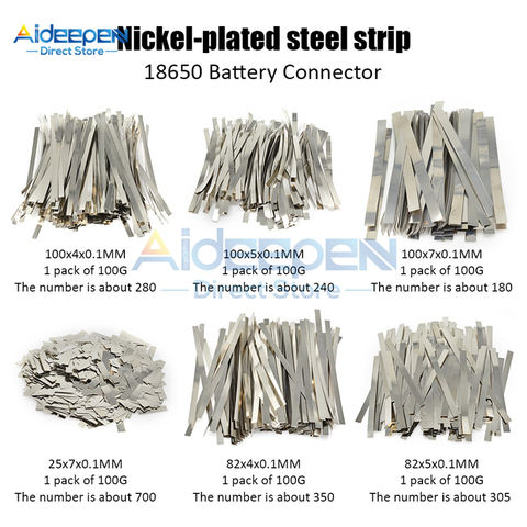 700Pcs/set Nickel Plated Steel Strip 0.1x3/4/5/7/8/10MM Nickel Plate Strap Strip Sheets Connector For 18650 Li-ion Battery ► Photo 1/6
