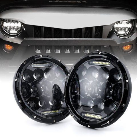 2pcs 7Inch LED Headlamps with Halo Ring Amber Turn Signal For lada niva 4x4 suzuki samurai 7