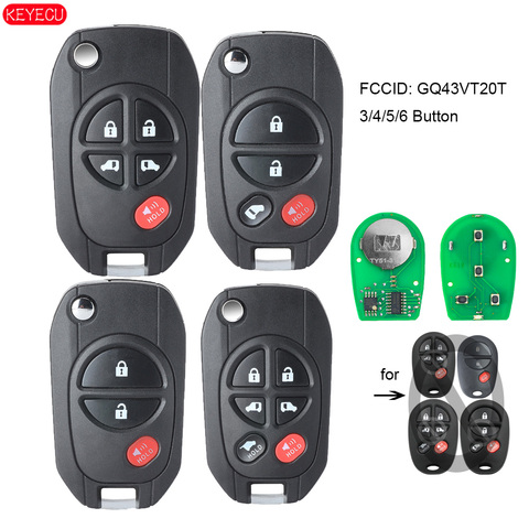 KEYECU Modified Filp Remote Key 315MHz 4D67 Chip for TOYOTA Highlander Sequoia Sienna Tacoma Tundra Avalon Solara GQ43VT20T ► Photo 1/6