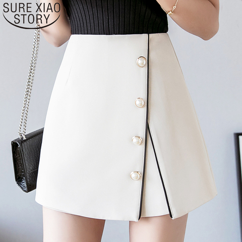 Faldas mujer moda 2022 winter womens skirts Button A-Line Solid high waist skirt for women korean Beading shorts skirts 7639 50 ► Photo 1/6