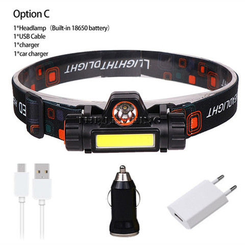 Portable mini Powerful LED Headlamp XPE+COB USB Rechargeable Headlight Built-in Battery Waterproof Head Torch Head Lamp ► Photo 1/6