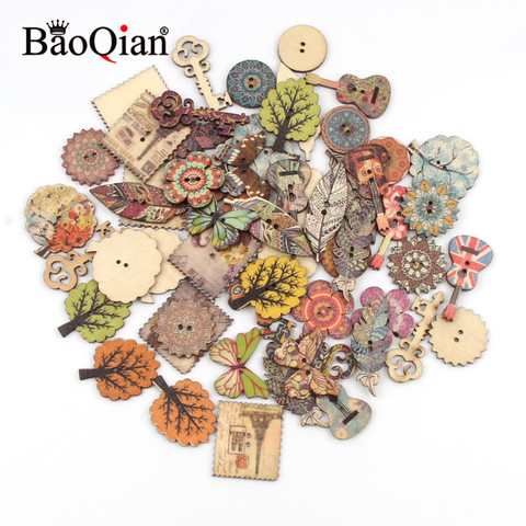 20Pcs Mixed Retro series Wood Buttons for Clothing Handwork Sewing Scrapbook Crafts Accessories Needlework Botones Decor ► Photo 1/3