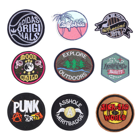 Round Letter Badge Patches for Clothing Iron on Embroider Sewing Applique Cute Fabric DIY Apparel Patch Accessories Decoration ► Photo 1/6